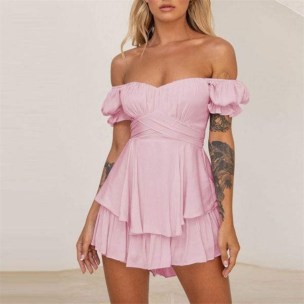 off shoulder lantern sleeve women's jumpsuits ruffle printing lace-up female rompers summer fashion sweet lady clothes 220513, Black;white
off shoulder lantern sleeve women's jumpsuits ruffle printing lace-up female rompers summer fashion sweet lady clothes 220513, Black;white