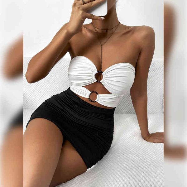 designer women's casual dresses summer women's color matching slim cut out strapl pleated buttock dresses, Black;gray
designer women's casual dresses summer women's color matching slim cut out strapl pleated buttock dresses, Black;gray