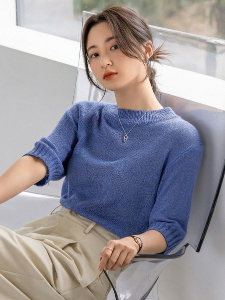 dazy-less drop shoulder ribbed knit 49iy#, White;black
