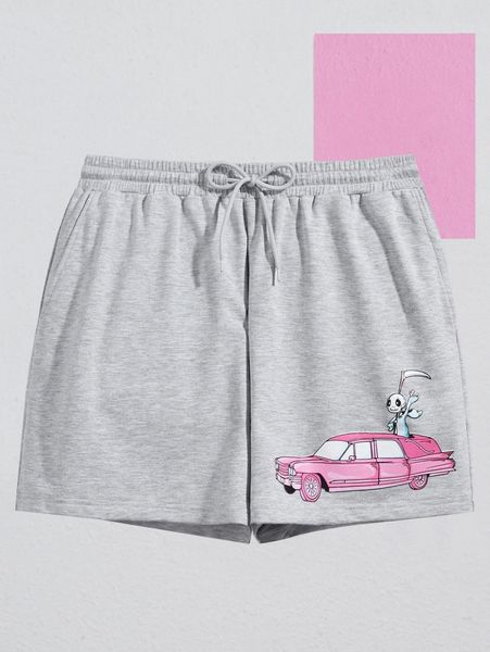 x nonfatmelk skeleton & car print track shorts j5sj#, White;black
