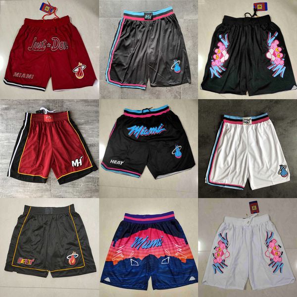 miami''heat''men throwback basketball shorts pocket, Black