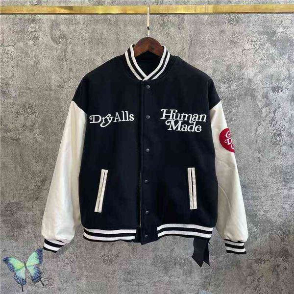 human made baseball jacket heart embroidered leather sleeve couple uniform men's women's outwear coat w220813 2 g7g5, Black;brown
human made baseball jacket heart embroidered leather sleeve couple uniform men's women's outwear coat w220813 2 g7g5, Black;brown