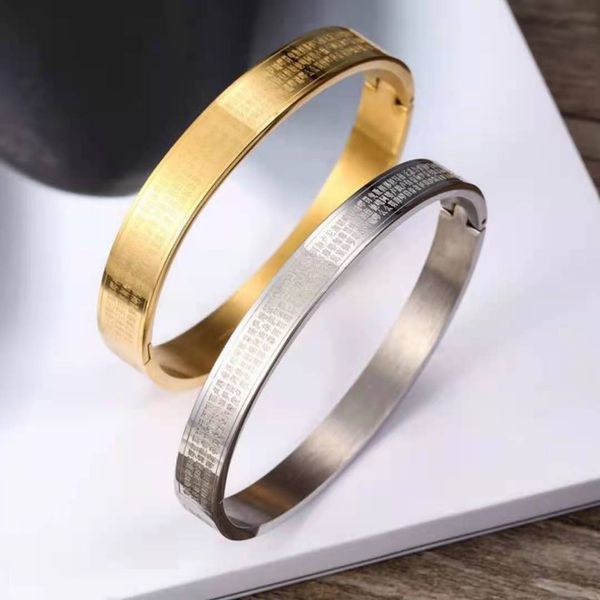 thousand character steel bracelet stainless heart sutra lovers' word gold buddhist jewelry, Golden;silver
thousand character steel bracelet stainless heart sutra lovers' word gold buddhist jewelry, Golden;silver