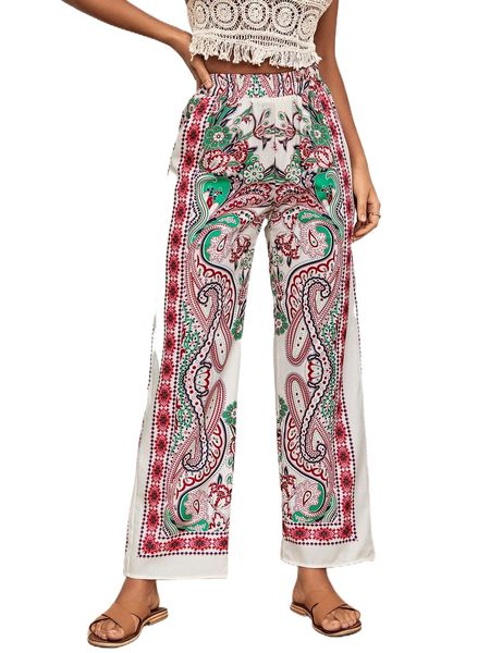 floral & paisley print pants d3l5#, Black;white
floral & paisley print pants d3l5#, Black;white