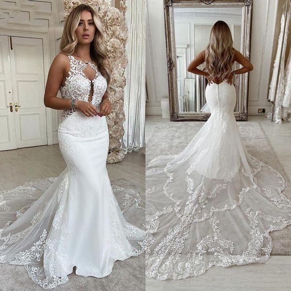 2022 beach mermaid wedding dresses scoop neck lace appliques bridde dress open back country bridal gown vestido de novie bc10555, White
2022 beach mermaid wedding dresses scoop neck lace appliques bridde dress open back country bridal gown vestido de novie bc10555, White