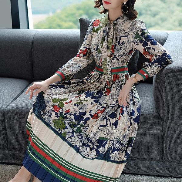 spring national style dress retro elegant tie bow vacation pleated lyq479, Black;gray
spring national style dress retro elegant tie bow vacation pleated lyq479, Black;gray