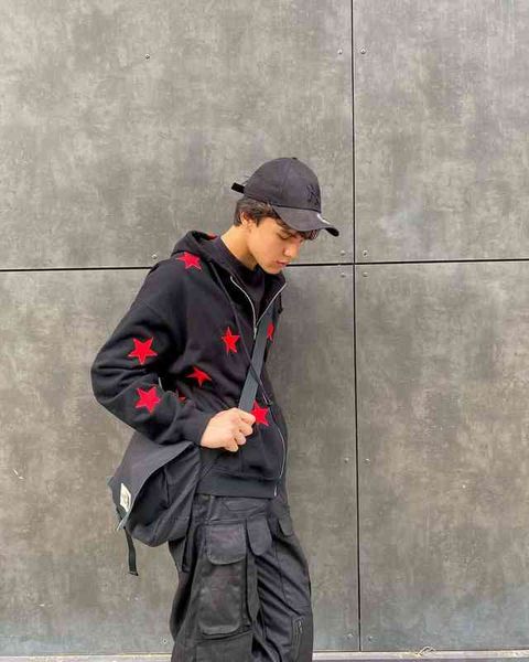 2022 vintage fashion star raphic fairy grungeg men long-sleeved zip hoodie women jacket oversize streetwear y2k clothes pullover, Black
2022 vintage fashion star raphic fairy grungeg men long-sleeved zip hoodie women jacket oversize streetwear y2k clothes pullover, Black