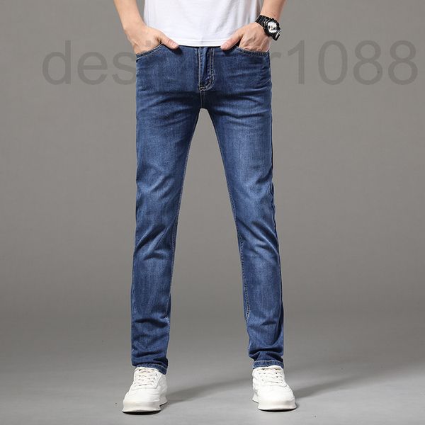 men's jeans designer 2022 summer men's jeans korean slim fit feet elastic high-end brand long pants tmf5, Blue 
men's jeans designer 2022 summer men's jeans korean slim fit feet elastic high-end brand long pants tmf5, Blue