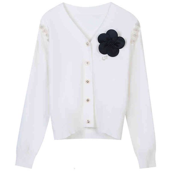 women's sweaters 2022 early spring nail bead flower splicing niche design sweet age reduction slim fitting v-neck knitted cardigan nbv4, White;black
women's sweaters 2022 early spring nail bead flower splicing niche design sweet age reduction slim fitting v-neck knitted cardigan nbv4, White;black