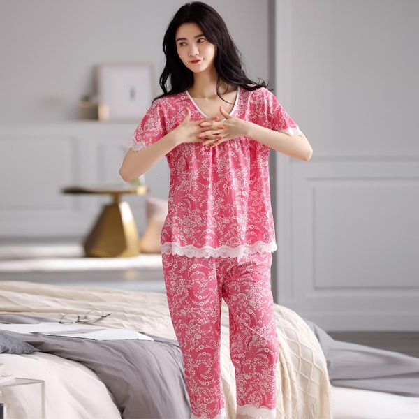 pajamas girls modal sleepwear pyjamas femme pijamas summer home clothes for women short sleeve calf-length pants set homewear, Black;red
pajamas girls modal sleepwear pyjamas femme pijamas summer home clothes for women short sleeve calf-length pants set homewear, Black;red