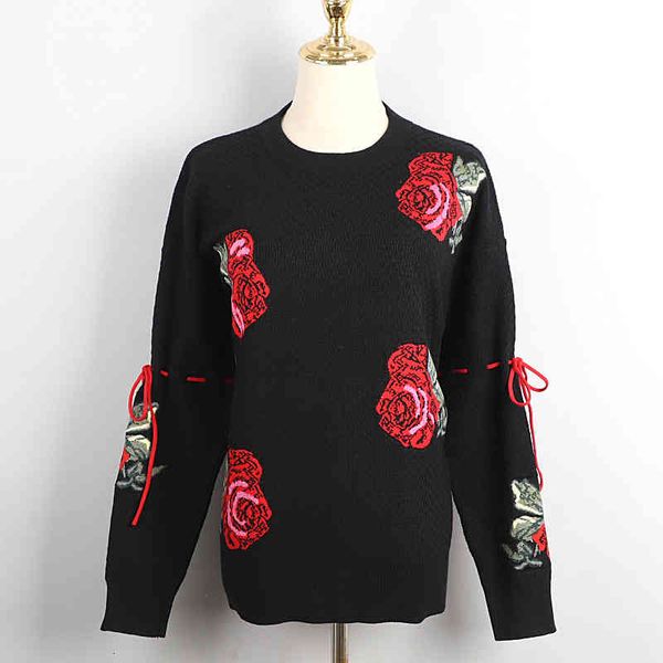 women's knits & tees song jia's same round neck sweater jacquard rose wind side split autumn and winter female 2mie, White
women's knits & tees song jia's same round neck sweater jacquard rose wind side split autumn and winter female 2mie, White