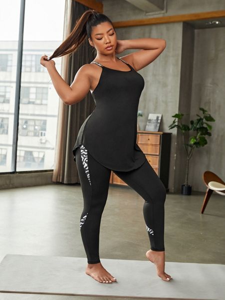 plus softness contrast letter tape crisscross sports set t9q6#, Black
plus softness contrast letter tape crisscross sports set t9q6#, Black