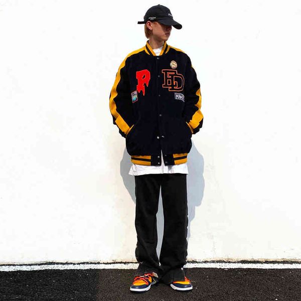 american fashion brand embroidered corduroy jacket men's hip hop loose oversized baseball jacket, Black
american fashion brand embroidered corduroy jacket men's hip hop loose oversized baseball jacket, Black