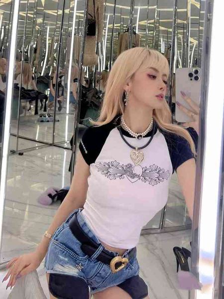 factory online export designer brand short sleeves ch22 spring and summer new fashion cool girls love color matching slim fit sleeved t-shir, White
factory online export designer brand short sleeves ch22 spring and summer new fashion cool girls love color matching slim fit sleeved t-shir, White
