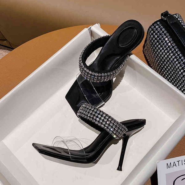 sandals designer luxury fashion king a decorated transparent shoelaces w high heels women's thin heel square head semi slippers, Black
sandals designer luxury fashion king a decorated transparent shoelaces w high heels women's thin heel square head semi slippers, Black