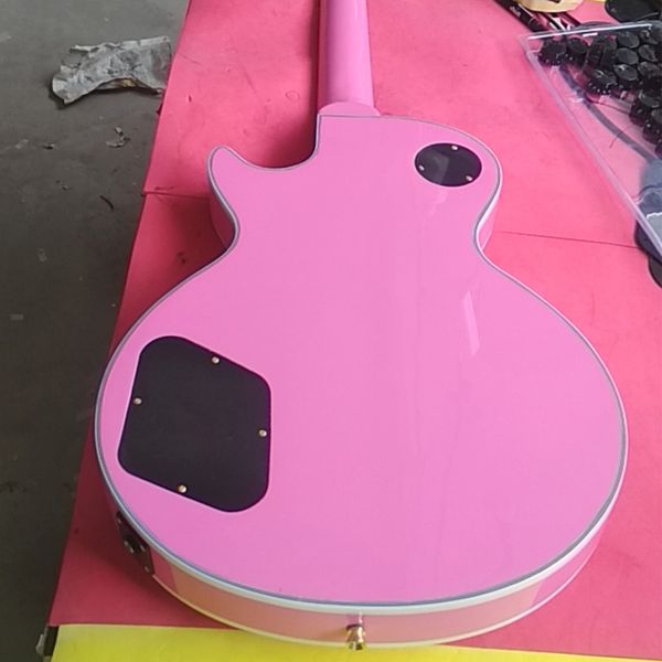 customized ebony fretboard pink electric guitar