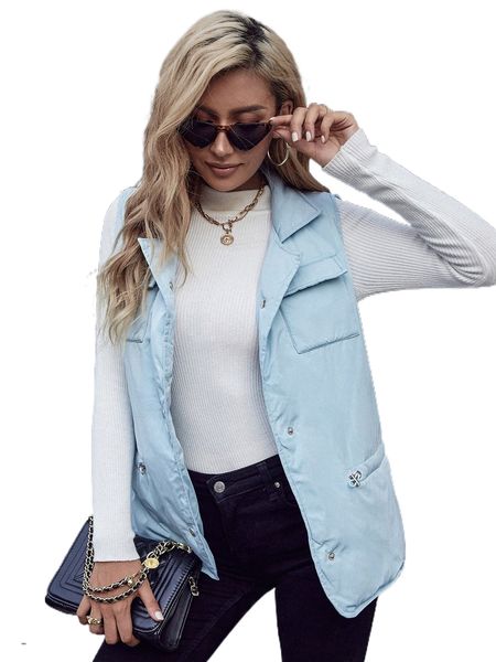 flap pocket drawstring down vest coat 648a#, Black 
flap pocket drawstring down vest coat 648a#, Black