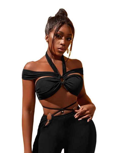 sxy solid crop halter 20bs#, White