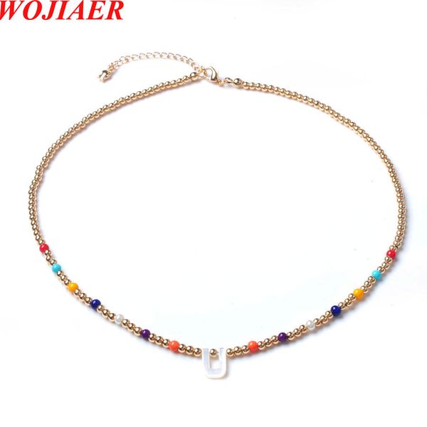 wojiaer gold color beads choker necklace a-z 26 initials shell pendant letter round metal femme gift for women bf327, Golden;silver
wojiaer gold color beads choker necklace a-z 26 initials shell pendant letter round metal femme gift for women bf327, Golden;silver