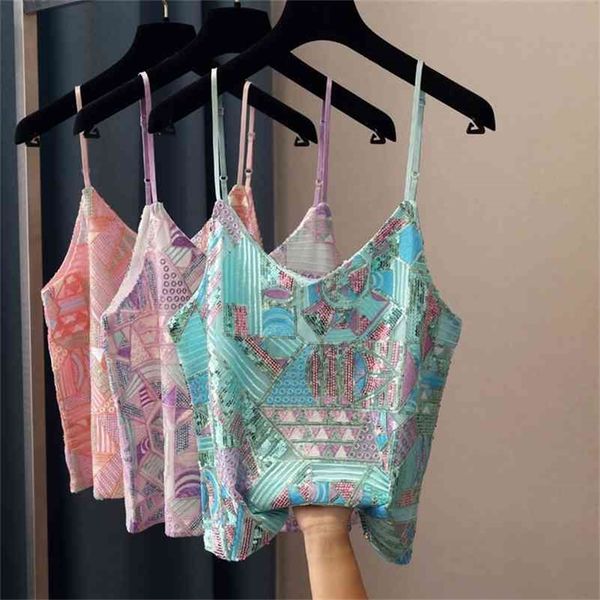 women's bohe camis summer sequined camisole femme club tanks women's embroidery sequins camis 210401, White
women's bohe camis summer sequined camisole femme club tanks women's embroidery sequins camis 210401, White