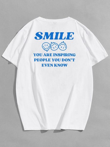 romwe guys slogan graphic tee e2er#, White;black