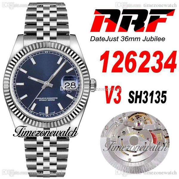 arf v3 126234 36mm cal sh3135 automatic mens watch fluted bezel blue stick dial 904l jubileesteel bracelet with warranty card super edition, Slivery;brown
arf v3 126234 36mm cal sh3135 automatic mens watch fluted bezel blue stick dial 904l jubileesteel bracelet with warranty card super edition, Slivery;brown