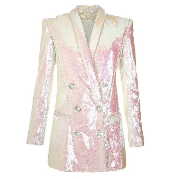 women's suits & blazers pink white sequin double row buckle long suit coat fashion casual, White;black
women's suits & blazers pink white sequin double row buckle long suit coat fashion casual, White;black