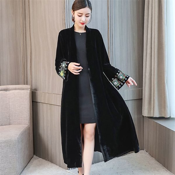 jxmyy sleeve exquisite embroidery vintage velvet kimono trench women v neck mid long windbreaker coat outerwear 5906 210412, Black;brown
jxmyy sleeve exquisite embroidery vintage velvet kimono trench women v neck mid long windbreaker coat outerwear 5906 210412, Black;brown