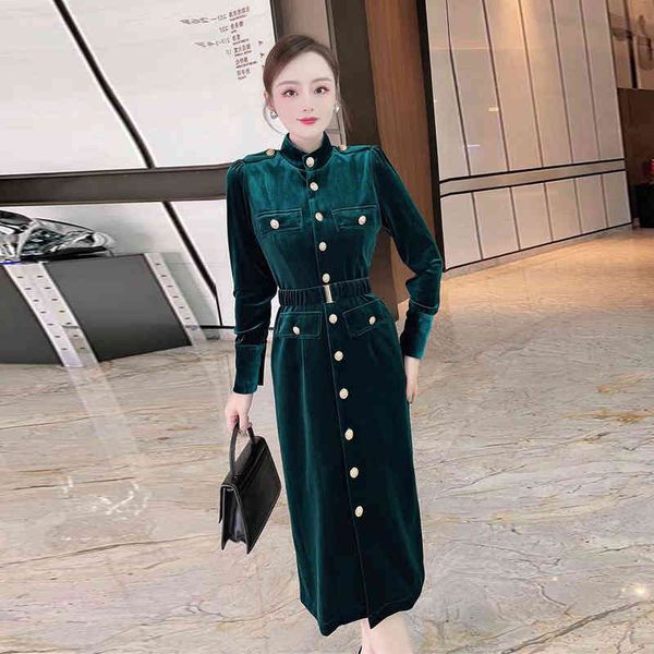 casual dresses temperament women's dress small stand collar single breasted jacket skirt medium length golden velvet, Black;gray
casual dresses temperament women's dress small stand collar single breasted jacket skirt medium length golden velvet, Black;gray
