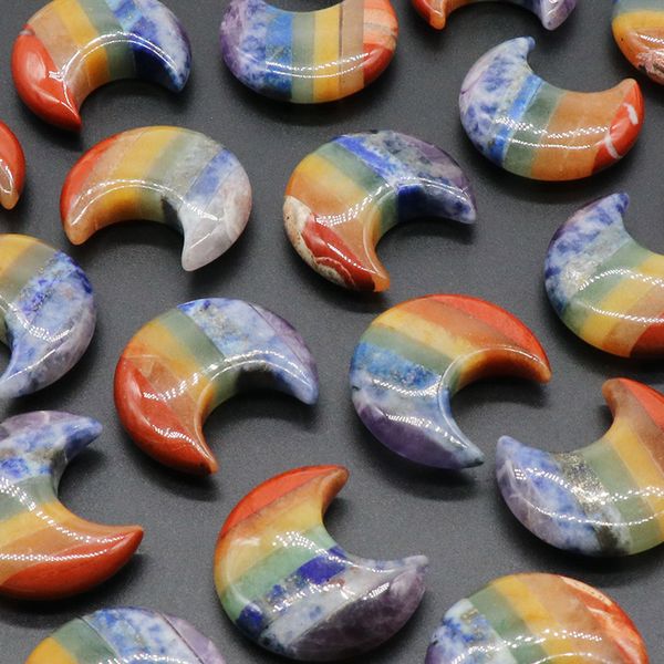 30mm rainbow 7 chakra stone carving crescent moon shape crystal healing meditation decoration ornaments crafts gift, Black 
30mm rainbow 7 chakra stone carving crescent moon shape crystal healing meditation decoration ornaments crafts gift, Black