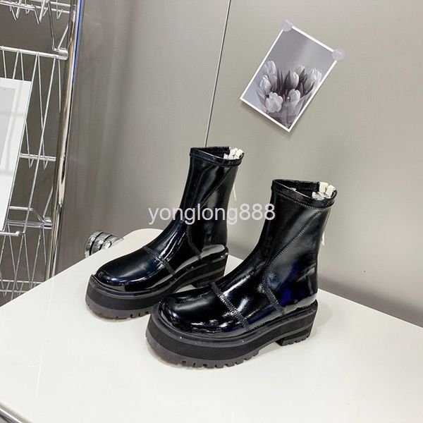 boots high end quality thick soled leather short boots women's autumn and winter patent heel letter increased thin martin, Black
boots high end quality thick soled leather short boots women's autumn and winter patent heel letter increased thin martin, Black