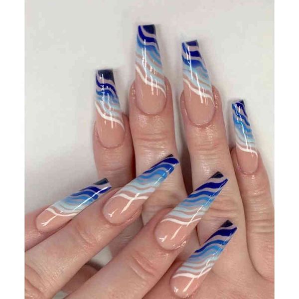 false nails fake with design waves full cover acrylic press on detachable long coffin ballerina finished fingernail 0616
false nails fake with design waves full cover acrylic press on detachable long coffin ballerina finished fingernail 0616