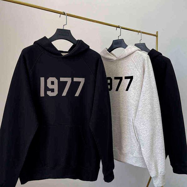 hooded sweatshirt cotton terry reflective flocked 1977 pullover men women hoodie t220726, Black
hooded sweatshirt cotton terry reflective flocked 1977 pullover men women hoodie t220726, Black