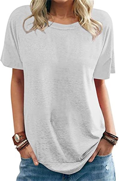 & tees women summer t-shirts crewneck solid color block tee short sleeves trendy blouses casual loose tunic, White
& tees women summer t-shirts crewneck solid color block tee short sleeves trendy blouses casual loose tunic, White