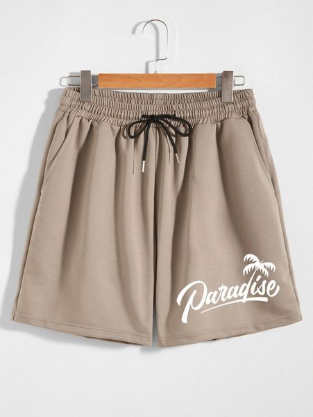 romwe guys tree letter graphic drawstring shorts q9zs#, White;black