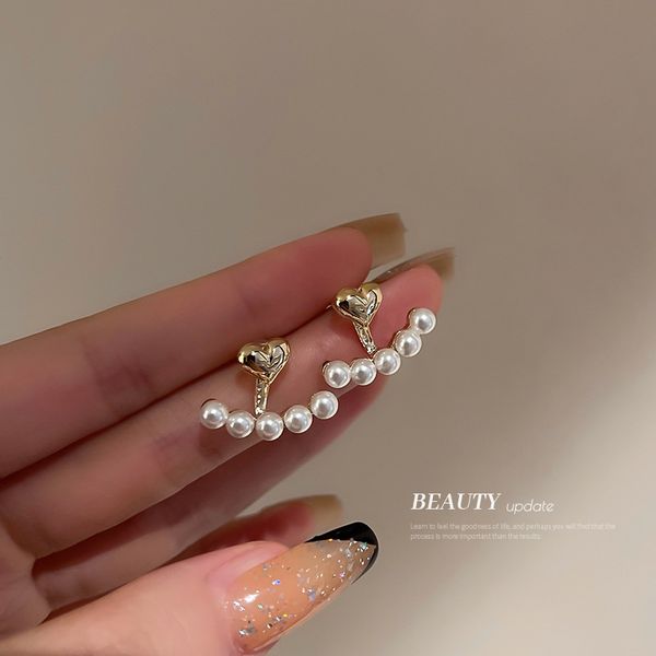 real gold plating 925 silver needle pearl love heart stud earrings korean simple a pair of earrings dual purpose artistic girl eardrop, Golden
real gold plating 925 silver needle pearl love heart stud earrings korean simple a pair of earrings dual purpose artistic girl eardrop, Golden