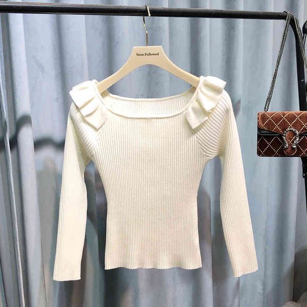 women's knits & tees spring festival ruffled wool sweater with long sleeves and special price wf61, White
women's knits & tees spring festival ruffled wool sweater with long sleeves and special price wf61, White