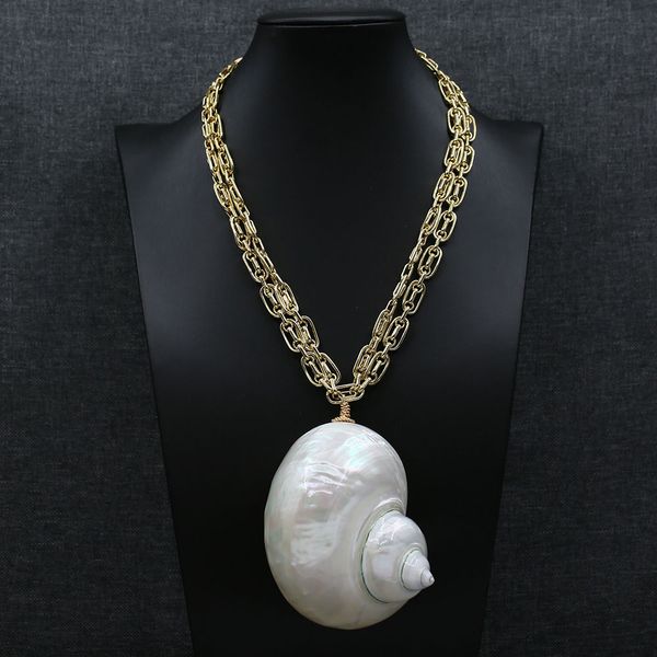 2 rows natural big sea conch white mop flash shell turbo sarmaticus pendant golden chain necklace handmade for lady, Silver
2 rows natural big sea conch white mop flash shell turbo sarmaticus pendant golden chain necklace handmade for lady, Silver