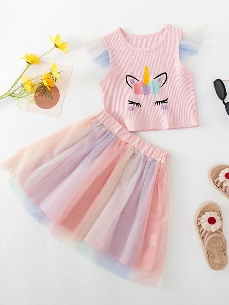 toddler girls unicorn print ruffle trim vest tee & mesh overlay skirt she, White
toddler girls unicorn print ruffle trim vest tee & mesh overlay skirt she, White