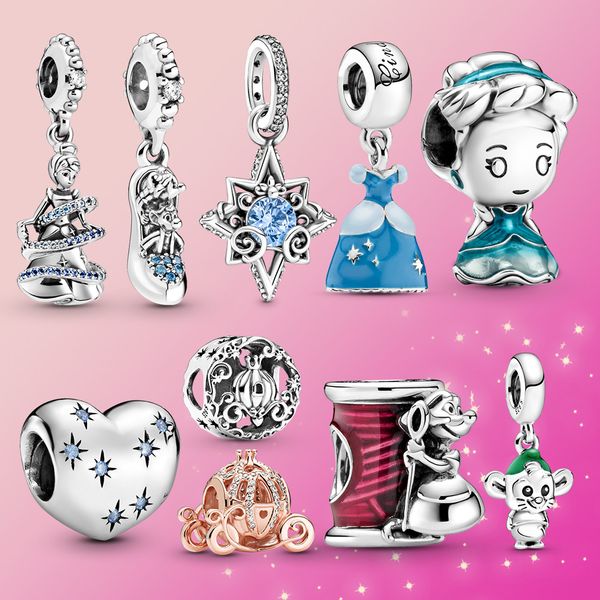 925 silver cinderella princess charm heart bead fit original pandora bracelet for women diy, Black
925 silver cinderella princess charm heart bead fit original pandora bracelet for women diy, Black