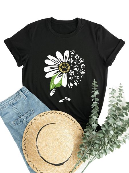 plus footprint & floral print tee o3pi#, Black
plus footprint & floral print tee o3pi#, Black