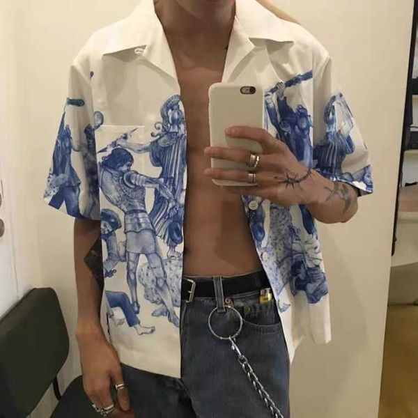 men's casual shirts self produced correct pattern alignment version impossible true love gods shirt short sleeve shirt couple, White;black
men's casual shirts self produced correct pattern alignment version impossible true love gods shirt short sleeve shirt couple, White;black