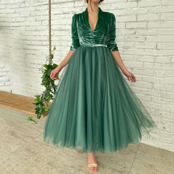 short prom cocktail dresses velvet tulle half sleeve evening party dress green tea length a-line vestidos de fiesta robe soiree 2022, Black
short prom cocktail dresses velvet tulle half sleeve evening party dress green tea length a-line vestidos de fiesta robe soiree 2022, Black