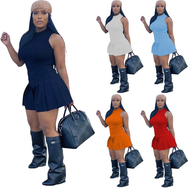 wholesale women dress sets summer outfits solid sleeveless t shirt+shorts skirts two piece sets casual matching set party skirt suits 7314, Black;gray
wholesale women dress sets summer outfits solid sleeveless t shirt+shorts skirts two piece sets casual matching set party skirt suits 7314, Black;gray