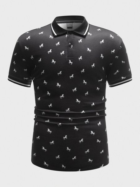 men allover unicorn print polo shirt k0gb#, White;black