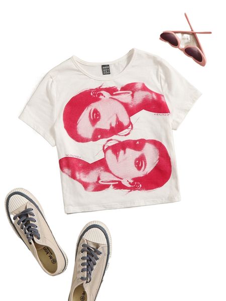 figure pattern tee r0cq#, White