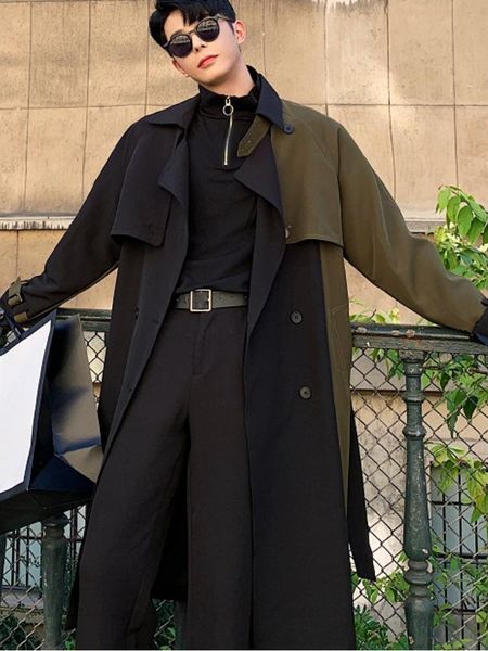 men's trench coats zcsmll spring autumn color contrast stitching windbreaker coat over the knee men's korean version loose casual, Tan;black
men's trench coats zcsmll spring autumn color contrast stitching windbreaker coat over the knee men's korean version loose casual, Tan;black