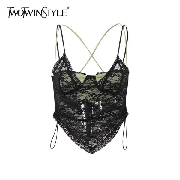twotyle patchwork lace short vest for women square collar sleeveless fake two vests female fashion clothing style 220423, White
twotyle patchwork lace short vest for women square collar sleeveless fake two vests female fashion clothing style 220423, White