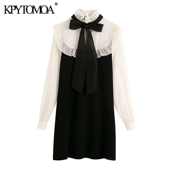 kpytomoa women fashion with tied organza patchwork knitted mini dress vintage high collar long sleeve female dresses mujer 210322, Black;gray
kpytomoa women fashion with tied organza patchwork knitted mini dress vintage high collar long sleeve female dresses mujer 210322, Black;gray