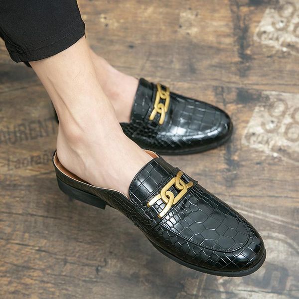 crocodile pattern leather men slippers soft cowhide shoes metal buckle beach slippers mules princetown classic slippers large size 38-47, Black
crocodile pattern leather men slippers soft cowhide shoes metal buckle beach slippers mules princetown classic slippers large size 38-47, Black